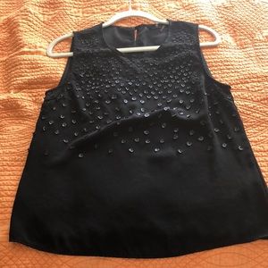 Valentine crepe tank with leather “buttons”